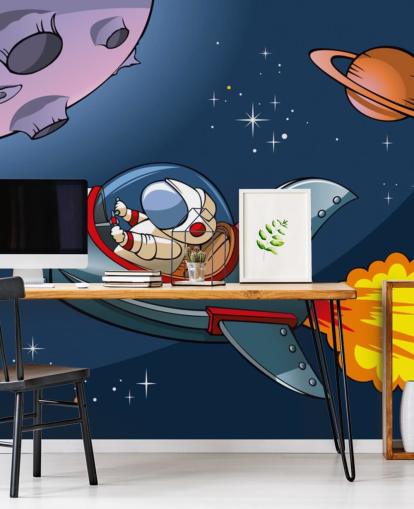 Cartoon Astronaut in Rocket Wallpaper Cartoon Astronaut in Rocket Wallpaper