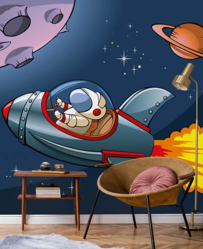 Cartoon Astronaut in Rocket Wallpaper Cartoon Astronaut in Rocket Wallpaper