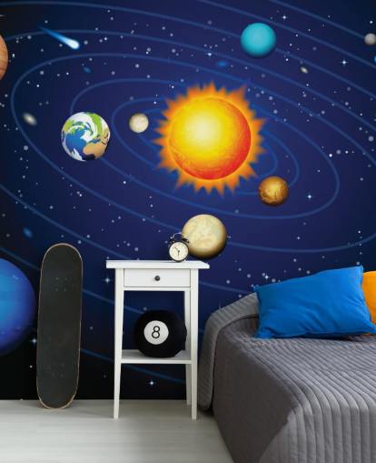 Buntes Sonnensystem-Wandbild