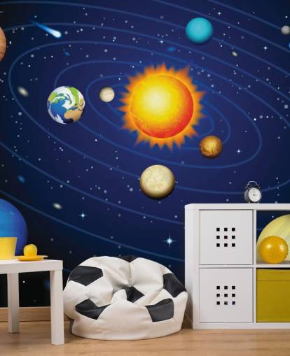 Colourful Solar System Wall Mural Wallpaper