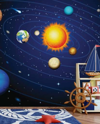 Colourful Solar System Wall Mural Wallpaper Colourful Solar System Wall Mural Wallpaper