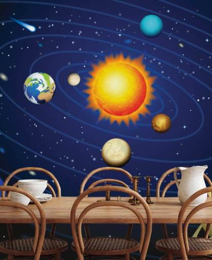 Colorful Solar System Wall Mural Wallpaper