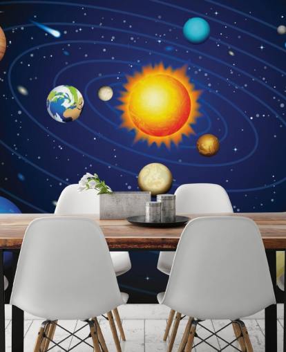 Colorful Solar System Wall Mural Wallpaper