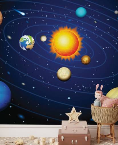 Buntes Sonnensystem-Wandbild