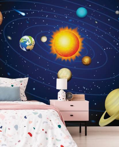 Colorful Solar System Wall Mural Wallpaper
