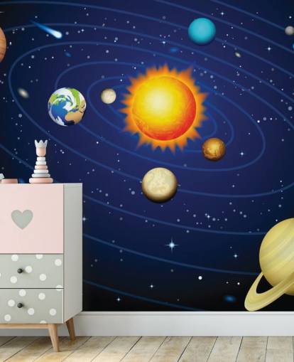 Colorful Solar System Wall Mural Wallpaper