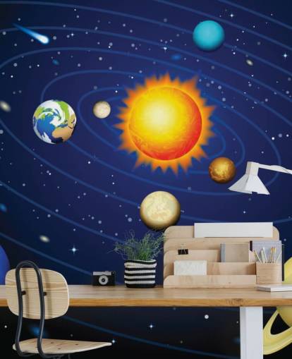 Colorful Solar System Wall Mural Wallpaper