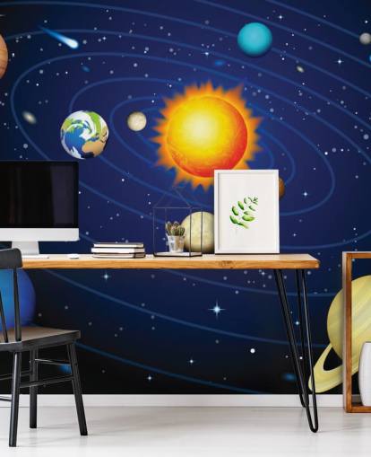 Buntes Sonnensystem-Wandbild