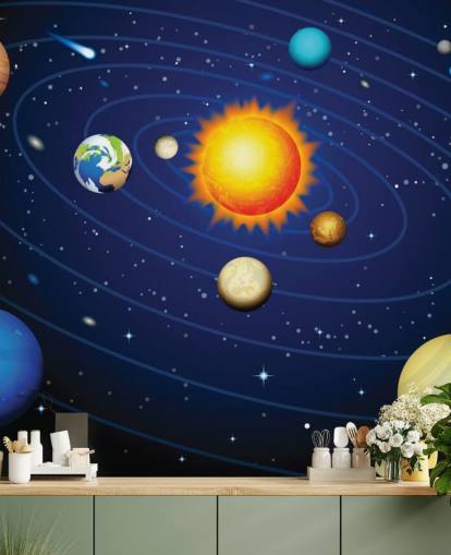 Colorful Solar System Wall Mural Wallpaper