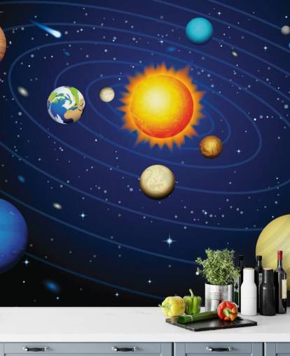 Colourful Solar System Wall Mural Wallpaper Colourful Solar System Wall Mural Wallpaper