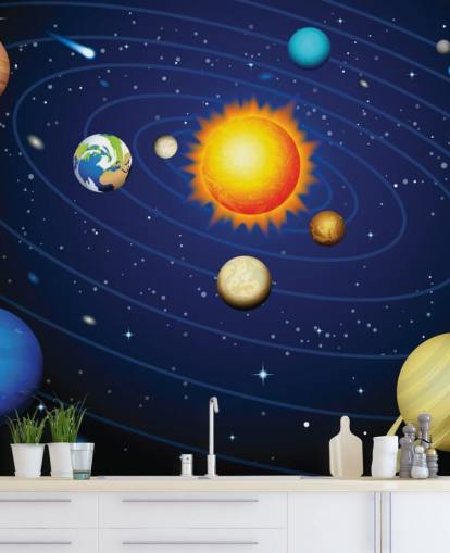 Papier peint mural coloré du système solaire Papier peint mural coloré du système solaire