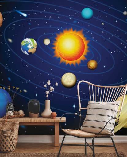 Colorful Solar System Wall Mural Wallpaper