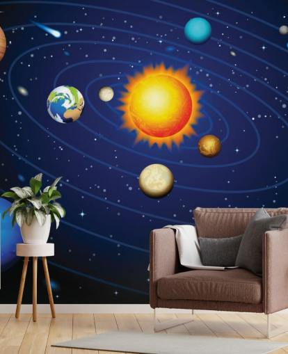Colorful Solar System Wall Mural Wallpaper