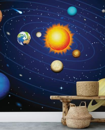 Colorful Solar System Wall Mural Wallpaper