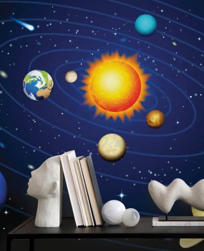 Colorful Solar System Wall Mural Wallpaper
