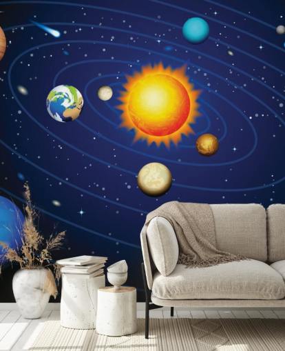 Colourful Solar System Wall Mural Wallpaper