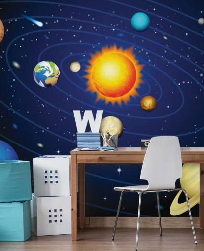 Colorful Solar System Wall Mural Wallpaper