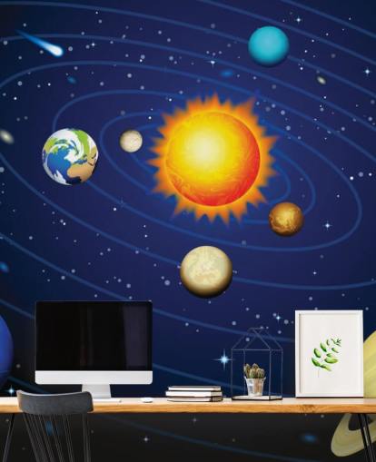 Colorful Solar System Wall Mural Wallpaper Colorful Solar System Wall Mural Wallpaper