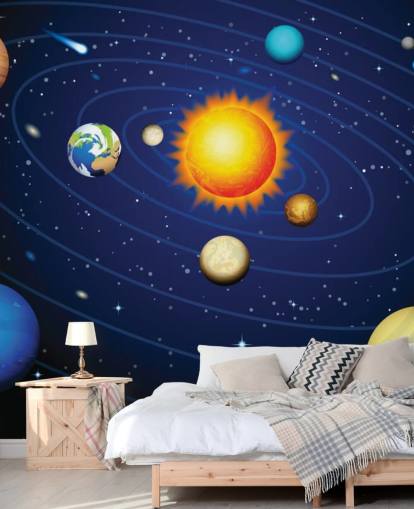 Colourful Solar System Wall Mural Wallpaper Colourful Solar System Wall Mural Wallpaper
