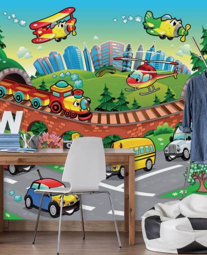 Papel de parede de carro de desenho animado