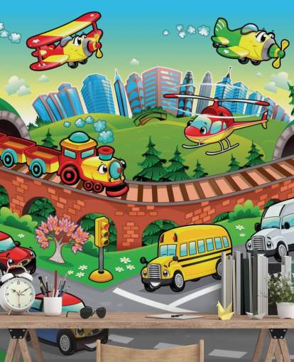 Papier peint de voiture de dessin animé