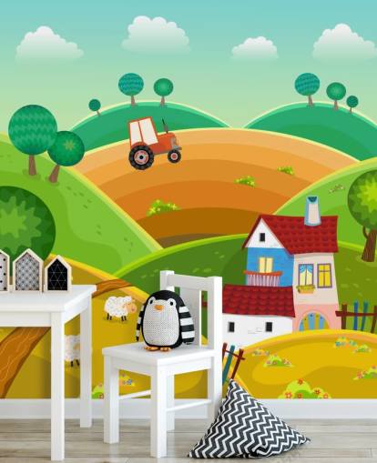 Kinderfreundliche Farm-Tapete