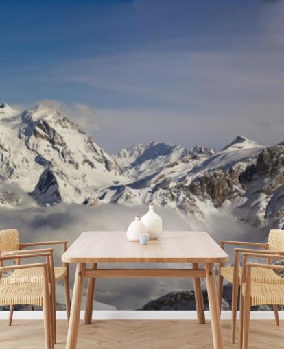 Courchevel Ski Hut på Mountain Vægmaleri Courchevel Ski Hut på Mountain Vægmaleri