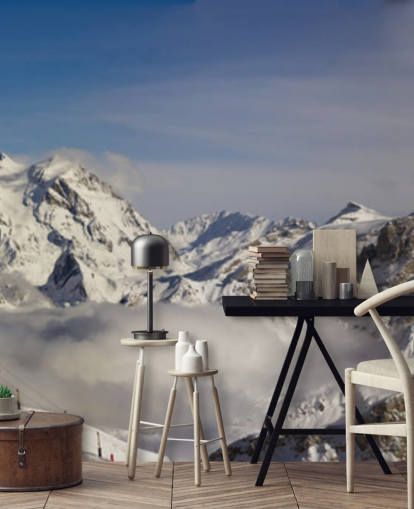 Cabana de esqui Courchevel no mural da parede da montanha