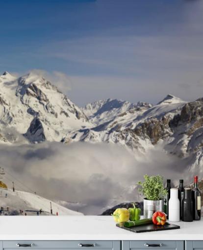 Courchevel Ski Hut on Mountain Wall Mural Courchevel Ski Hut on Mountain Wall Mural