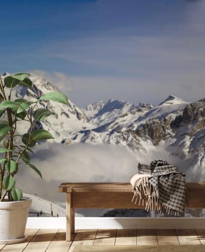 Courchevel Ski Hut på Bergsmuralmålning Courchevel Ski Hut på Bergsmuralmålning