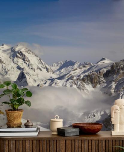 Cabana de esqui Courchevel no mural da parede da montanha