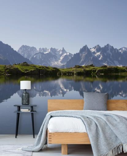 Snø Mountain Lake Veggmaleri