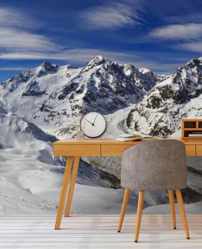 Verschneite Berge und blauer Himmel Fototapete