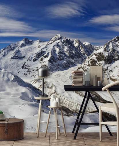 Mural Montañas nevadas y cielos azules