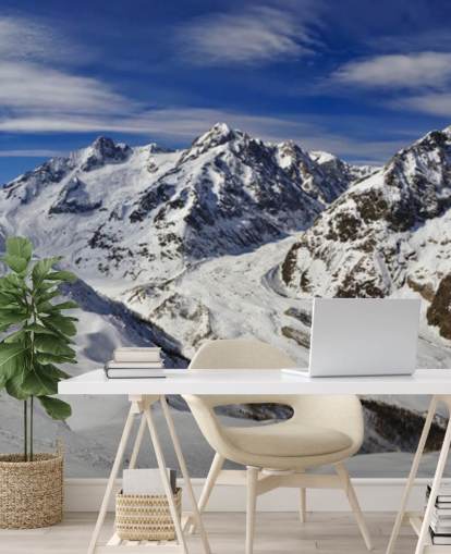 Snowy Mountains and Blue Skies Mural Snowy Mountains and Blue Skies Mural