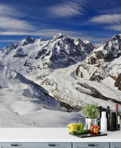 Snowy Mountains and Blue Skies Mural