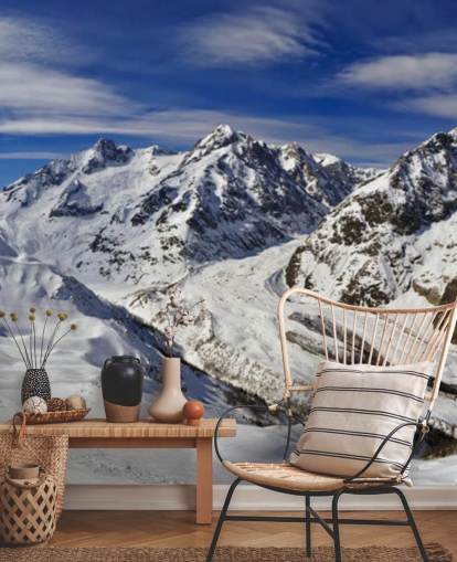 Snowy Mountains and Blue Skies Mural