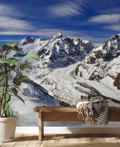 Verschneite Berge und blauer Himmel Fototapete