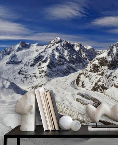 Verschneite Berge und blauer Himmel Fototapete Verschneite Berge und blauer Himmel Fototapete