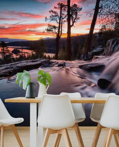 Pink and Blue Waterfall and Lake Wall Mural Pink and Blue Waterfall and Lake Wall Mural