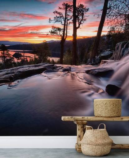 Lake Tahoe at Sunrise Waterfall Wallpaper
