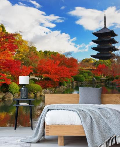 Red and Green Trees Wall Mural