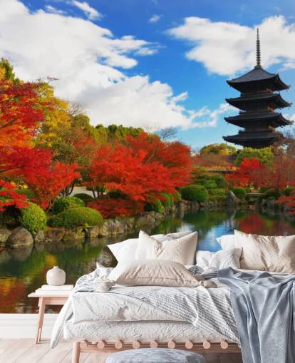 Toji Pagoda, Kyoto, Japan Autumn Japanese Garden Wall Mural