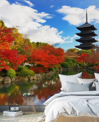 Red and Green Trees Wall Mural