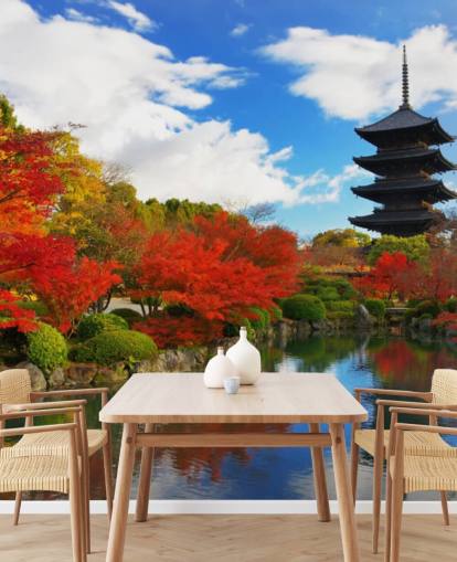 Mural de pared Árboles rojos y verdes