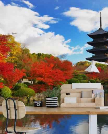 Rote und grüne Bäume Fototapete