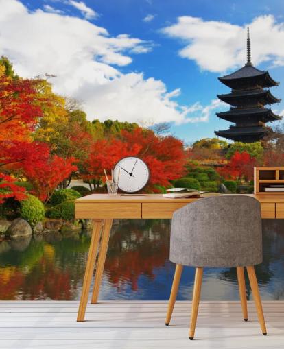 Rote und grüne Bäume Fototapete