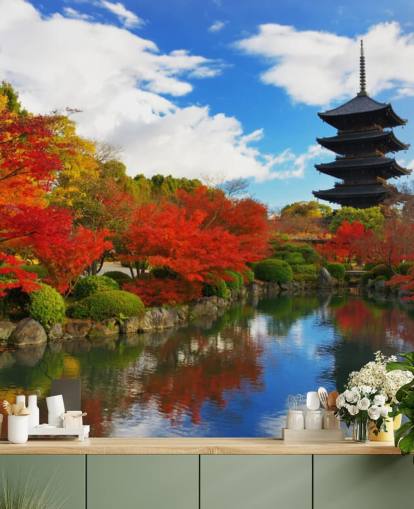 Red and Green Trees Wall Mural