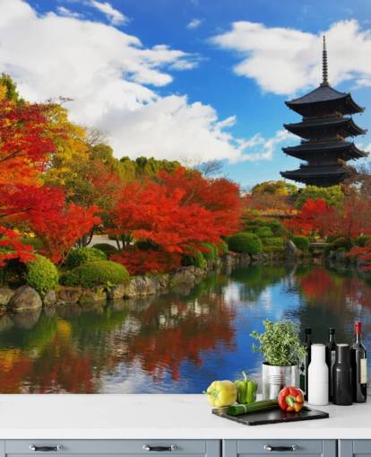 Red and Green Trees Wall Mural