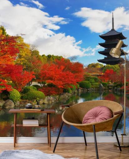 Red and Green Trees Wall Mural